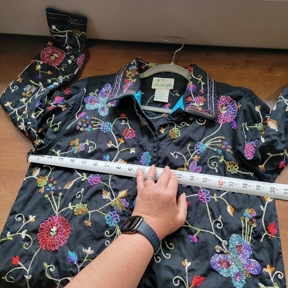 Vintage The Quaker Factory Intricately Beaded Button Front Top Size S Butterfly - Picture 12 of 17